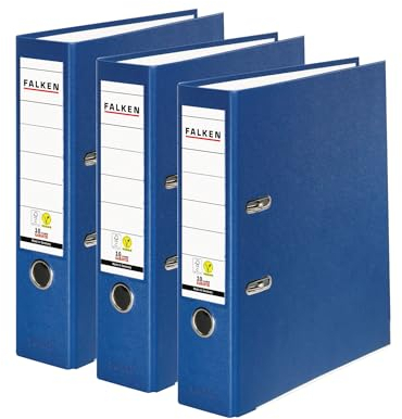 Original Falken 3er Pack PP-Color Ordner. Made in Germany. 8 cm breit DIN A4 blau Vegan Kunststoff-Ordner Ringordner Aktenordner Briefordner Büroordner Plastikordner Schlitzordner