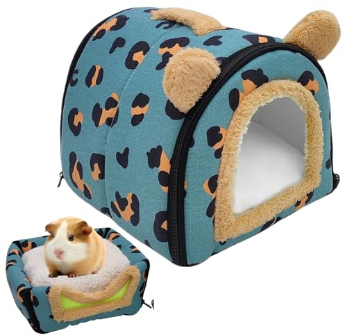 Cavia di Porcellini d'India, Letto Con Cuscino Rimovibile, Lavabile Grotta di Coniglio, Casa per Furetto Cincillà Riccio (Blu)