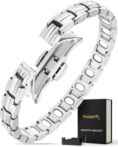 MagnetRX® Bracciale Magnetico Donna – Braccialetti magnetici da donna EllipseMAX 5X forza 5.000 Gauss magneti – Progettato negli Stati Uniti e in attesa di brevetto – Titanio di alta qualità