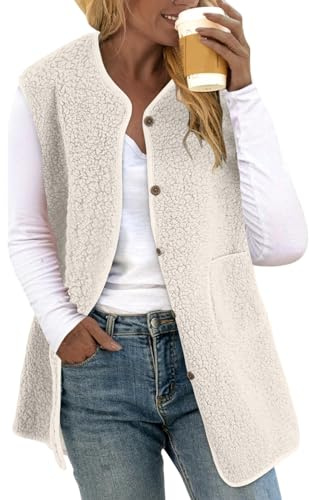 Weste Damen Winter Gilet Ärmellose Warm Wollweste Fleecejacke Leicht Daunenweste Langram Damenweste Baggy Steppweste Große Größen Teddyjacke Stretch