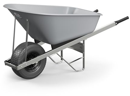 Agri Barrow Wheel Barrow 120 Litre Plastic Wheelbarrow with Fat Puncture Proof Tires, Grey- Ideal for Equestrians, Gardeners, Yard & Garden Maintainers, Farmers, Stable Workers, Allotment Owners