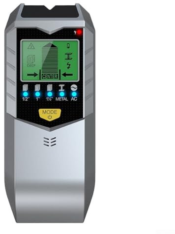 Détecteur mural 5 en 1 avec détecteur de montants et localisateur de métaux avec écran LCD et alertes audio (jaune et noir)