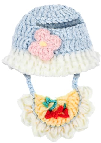 JOINPAYA Set de Vêtements pour Poupées Compatible Bonnet Crocheté et Bavoir Doux Accessoires Confortables pour Tenues de Poupée