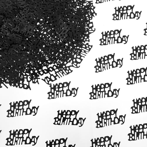 15 Gram Happy Birthday Confetti, Black Table Confetti Scatter Decorations for Birthday Party Baby Shower Table Decor
