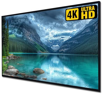 92-Inch Anti Light Projector Screen, 16:9 4K/8K Ultra HD, 3D Projection Fixed Frame Screen for Indoor Outdoor Home Theaters, Offices