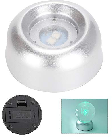 Schimer LED-ljusbas med Färgglad Sjufärgsskärm för Kristallkula och Konstglas, Liten och Bärbar Design, USB- eller Batteridriven, 6 X 3 Cm
