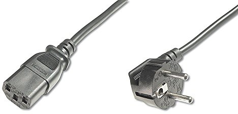 DIGITUS Cable de conexión a la red eléctrica, 0.75 m, CEE 7/7 (Tipo-F) 90° a C13, enchufe, enchufe, H05VV-F3G, 0.75 mm²