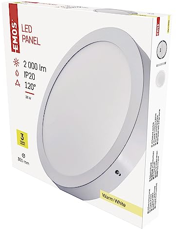 EMOS ZM5151 LED Panel, Deckenleuchte/Wandleuchte rund, Durchmesser 300mm, 24W, warmweiß, 2000 Lumen
