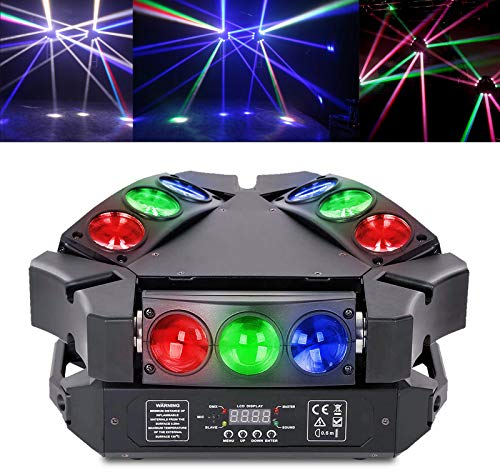 Disco Licht Moving Head Led Discolicht Partylicht Musikgesteuert, 9x3W RGB Dj Licht Disco Lights Musikgesteuert, Lichtorgel Musikgesteuert Led Disco Beleuchtung Laserlicht Lichteffekte Party Lichter