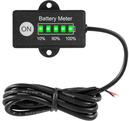 HonorMeet Misuratore di capacità della batteria a LED 12/24V di,monitor dello stato di scarica per attrezzature per la cura del pavimento della macchina per la pulizia dei carrelli elevatori