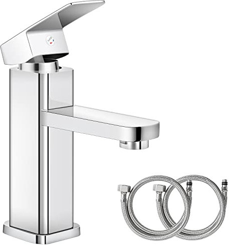 Grifería Cocina, Monomando Lavabo Cromada con Manguera Estándar España Mezclador Frío-Calor