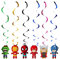 ATBEAMEN 6Rolls Superhero Avanger Birthday Party Hanging Swirl Decor-Superhero Spider Hanging Swirl Ceiling Decor Shiny Foil Swirls Baby Shower,Spider-Man Theme Party Supplies, Colorful Avanger Swirl