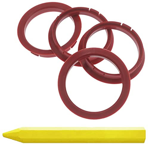 4 anneaux de centrage 72,5 x 64,1 mm rouges jantes anneaux + 1 stylo à craie pour pneus