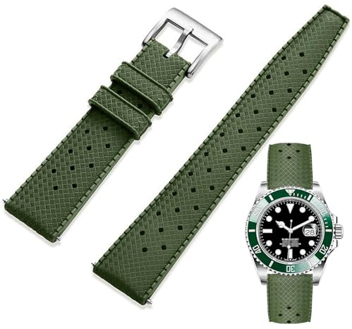Niziruoup Bracelet de Montre Caoutchouc Fluoré 18mm 19mm 20mm 21mm 22mm Tropical Style Ventilé Dégagement Rapide Original FKM Bracelets de Montre Intelligentes Remplacement Bande pour Omega