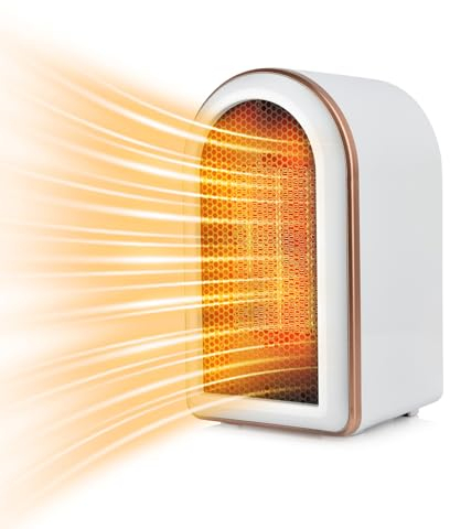 SHAVINGFUN Calentador 1200W, calefactor bajo consumo, mini calentador, 2 modos de calefacción, protección contra sobrecalentamiento, adecuado para oficinas, salones y dormitorios