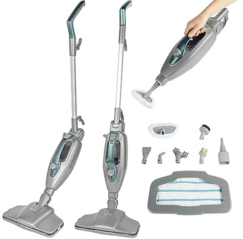 Petra Dampfreiniger Boden & Hand 1300W, 14-in-1 Dampfreiniger für Alles, Dampfsauger mit 350ml Tank für Teppiche/Polster/Sanitär, Handgerät mit Zubehör, Chemiefreie Reinigung