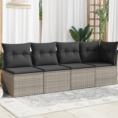 Homgoday Trädgårdssoffa, 4-sitsig trädgårdsmöbler, terrasssoffa, balkongsoffa, hörnlounge, loungesoffa, trädgårdslounge, trädgårdsmöbler, poly rotting grå och mörkgrå