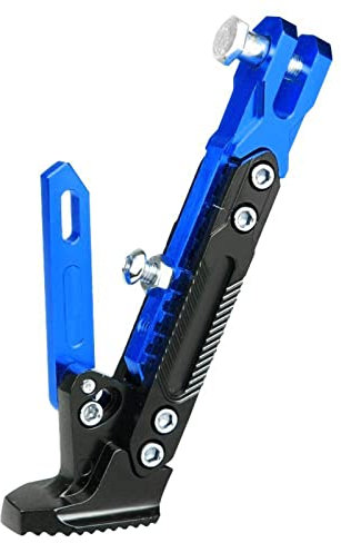Cavalletto Universale per Moto, Supporto per Piede di Parcheggio Laterale Antiscivolo Regolabile per Bici Elettrica per Scooter(Blu)