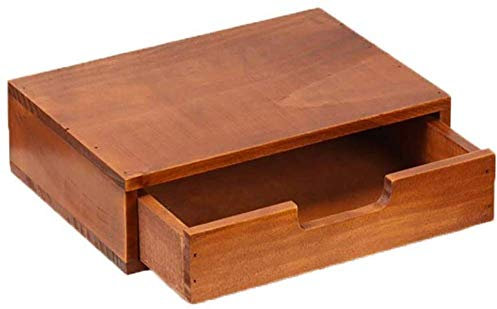 Organiseur de maquillage en bois avec 3 tiroirs, boîte à tiroirs carrée pour le rangement des cosmétiques, tour compacte pour le maquillage, finition bois foncé, solution d'organisation de maquillage