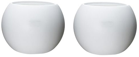 Moderne Blumentöpfe aus Kunstharz, 2/3er-Pack, großes Kaliber, Kugel-Pflanzgefäß mit Ablaufloch und Untersetzer, langlebiger Pflanzbehälter für drinnen und draußen, verdicktes Design für lange