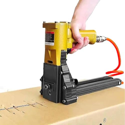 HKFGSHOP Grapadora Manual para Cerrar Cajas De Cartón, Grapadora Neumática para Cajas De Cartón, para Tres Especificaciones De Clavos - 3515/3518/3519, Longitud Y Profundidad De Clavos Ajustables