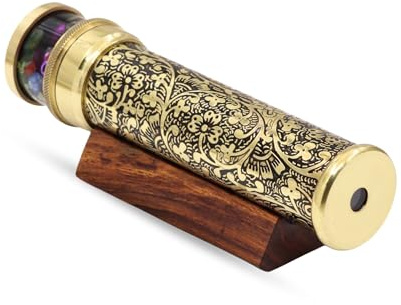 YVCrafts Caleidoscopio de latón hecho a mano, caleidoscopio de latón floral, cámara de objetos de aceite, caleidoscopio clásico, una impresionante mezcla de elegancia artística y precisión científica