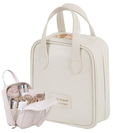 KASESSS Große Kapazität Kosmetiktasche, Kulturtasche Damen, Kulturbeutel Damen, Make up Tasche mit Griff, Schminktasche PU-Leder, Wasserdichte Make Up Bag mit vielen Fächern für Reise Schlafzimmer Bad