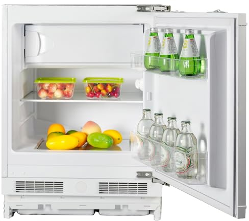 magictec MSR100BU Einbau-Kühlschrank mit Gefrierfach, 59 cm Breite, 96L (84L/12L) | Low Frost | Kühl-Gefrier-Kombination mit wechselbaren Türscharnieren | Temperaturregelung | LED-Beleuchtung