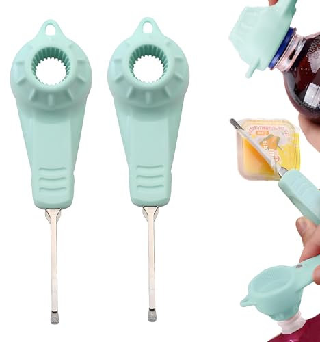 Abrebotellas con tapón giratorio, sacacorchos multifuncional, abrebotellas de agua, abrebotellas de agua, abrebotellas de bebidas para ahorrar trabajo, abrebotellas de rosca, 2 unidades (verde)