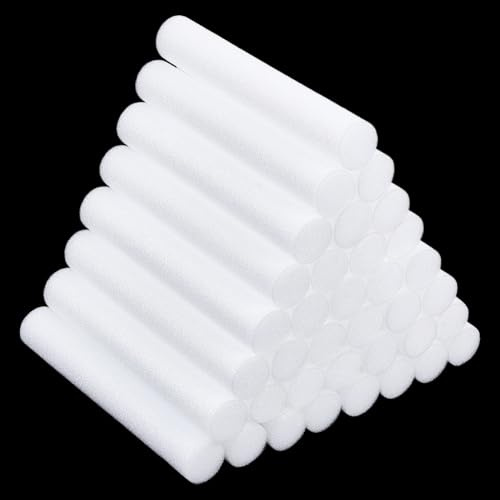 WADORN 40 pezzo 6 pollici Cilindro in schiuma bianca, aste di schiuma cilindri in polistirene, tubi di schiuma di modellazione bianchi per artigianato composizioni floreali progetti artistici, Natale