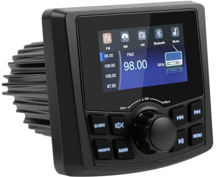 Avutrel Récepteur stéréo MP5 Marine – Radio numérique pour Bateau avec Lecteur multimédia MP5 et étanchéité IPX6 en BT pour Bateau et Usage Professionnel