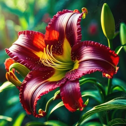 Resistente -Decoración paisajística para terraza y jardín - Hemerocallis de raíz vertical - /【CXXFGFT】.-5 bulbos-D