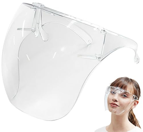 Masque facial transparent, écran facial avec lunettes, masque de protection complet transparent anti-buée, protection anti-éclaboussures en plastique réutilisable pour femmes, hommes et enfants