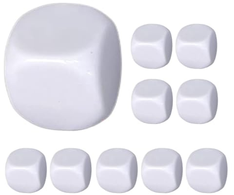 Dadi grezzi in acrilico – Confezione da 10 dadi bianchi, blocchi scrivibili a sei lati, puzzle fai da te, strumenti creativi, materiale trasparente stabile, ideale per imparare numeri, lettere