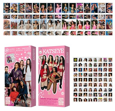 Katseye Photocards 420pcs KATSEYE Merch Novel Album 30pcs Lomo Cards & 360pcs Stickers Set & 30pcs Postcards, Mini Merch Photocards Set, Idol Collectible Girls Gift for Fans A03