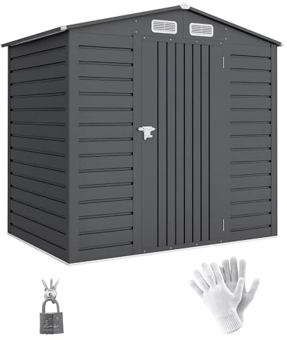 Outsunny Caseta de Jardín Exterior, 2,27 m² 190x131x188 cm, Cobertizo de Jardín Exterior Metálico con 2 Ventilaciones, Puerta con Cerradura, para Almacenamiento de Herramientas, Gris