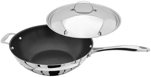 Stellar S778 30 Centimetre Non Stick Stainless Steel Wok With Lid