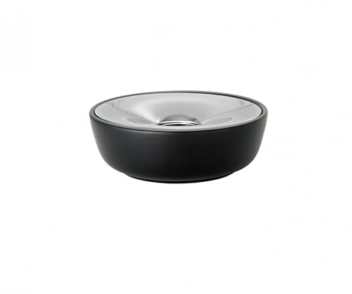 blomus -FUOCO- Gelfeuerstelle L aus Keramik, Edelstahleinsatz, Tischfeuer inkl Löscher, wiederbefüllbare Feuerschale, exklusive Optik, Outdoornutzung (H / B / T: 10 x 32,5 x 32,5 cm, Schwarz, 65079)