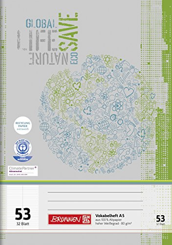 Brunnen 104313501 Vokabelheft (A5, 32 Blatt, liniert, mit Teilungslinie)