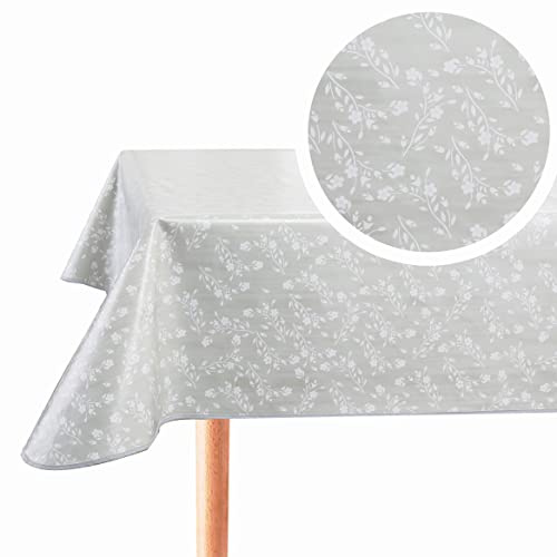 Home Direct Nappe rectangulaire en Toile cirée PVC Facile à Nettoyer Couvre-Table 140 x 180 cm 55x70 Gris Clair