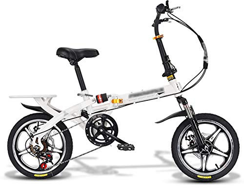 JHNEA Faltrad Klapprad, 20 Zoll 7 Gang Kohlenstoffstahlrahmen Fahrrad Klappfahrrad mit Ständer Gepäckträger Komfortsattel und Schutzbleche für Herren, Damen,White-C