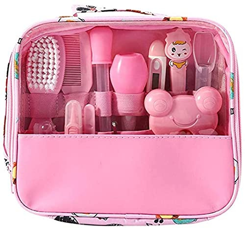 Kit per la cura del bambino 13 pezzi/set di cura del neonato Set essenziale per la cura della salute, accessori essenziali per i viaggi, uso domestico, con borsa per il trasporto (rosa)