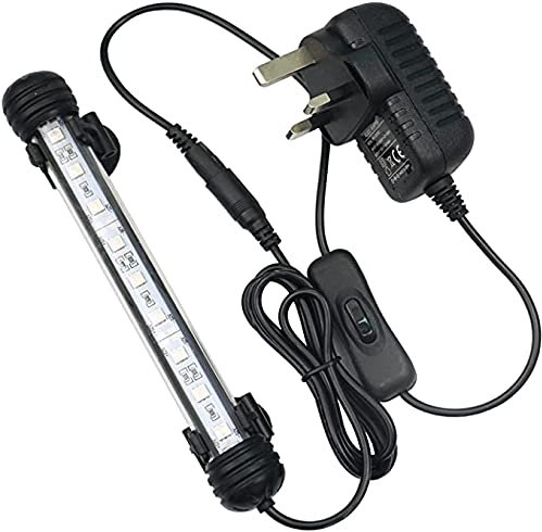 LED Aquarium Light, IP68 Waterproof Fish Tank Lights Submersible Aquarium Lamp Amphibious LED Fish Tank Lighting, 11 inch, Blue+White