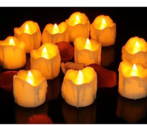 Jonami Candele LED Sfarfallio Senza Fiamma 12pcs Candela Elettrica a Batteria Luci Decorazione per Natale Casa e Festa di Matrimonio – Luce Calda