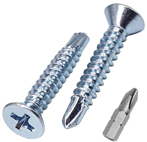 SKIR'CO (50 pezzi) DIN 7504 P acciaio zincato 4,8 x 25 mm viti autoperforanti per metallo, vite in lamiera, testa svasata