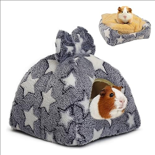Maison pour Cochon d'Inde Lit Lapin Peluche Petits Animaux Couchages Hiver Interieur Cabane pour Chinchilla/HéRisson/Cobayes（Étoile）