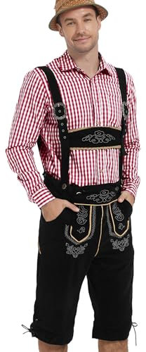 YAOBAOLE Trachtenhosen Herren Oktoberfest Hose Herren Trachtenlederhose für Männer Freizeithose Herren Schwarz M