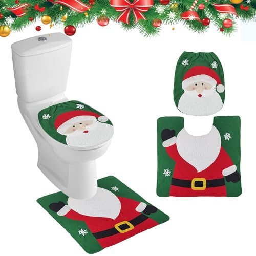 Set di servizi igienici natalizi Decorazioni per WC Cuscino Babbo Natale per coperchio