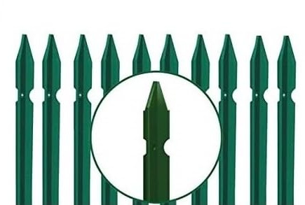 10 Pz Palo a t, paletto in ferro per recinzione plastificato verde 30x30x30 TUTTE LE MISURE (Altezza 125cm)