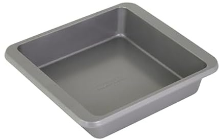 KitchenAid Nonstick Swiss Engineered Aluminized Steel Square Cake Pan, Dishwasher Safe, Contour Silver, 9 Inch